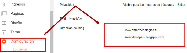 como configurar dominio personalizado blogger