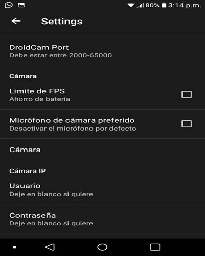 DroidCamApp para Celular Android