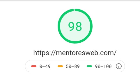 page speed dispositivos de escritorio mentores web