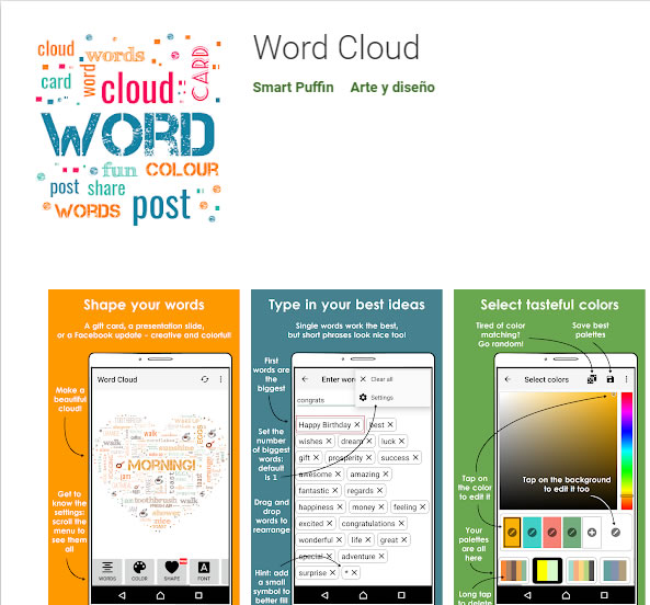 crear logos personalizados en celular con word cloud 
